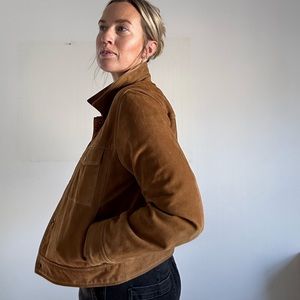 Large brown suede cropped jacket
